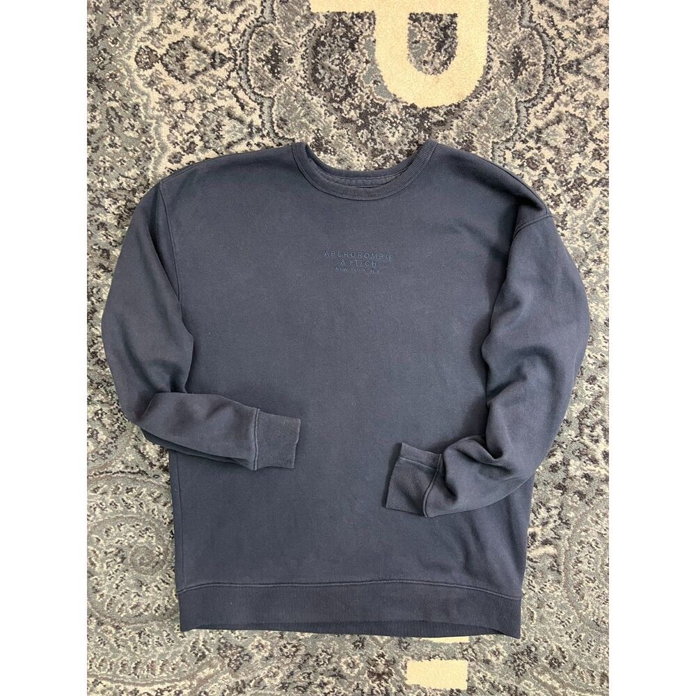 Men's Abercrombie & Fitch New York Crew neck Sweatshirt Size Large Navy Blue